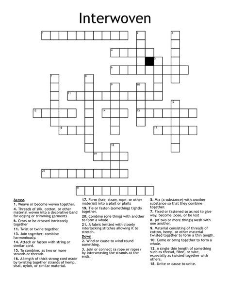 interweaving crossword clue